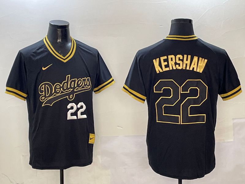 Men Los Angeles Dodgers #22 Kershaw Black Gold Game 2025 Nike MLB Jersey style 32512->los angeles dodgers->MLB Jersey